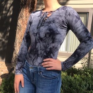 LA Hearts Tie Dye Lace Up Bodysuit